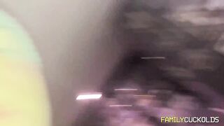 Bull step sons put wimpy step dad into cuckold and fuck step mom McKenzie Lee
