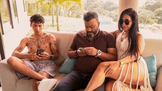 Shameless stepmother fucks her stepson while her husband goes out